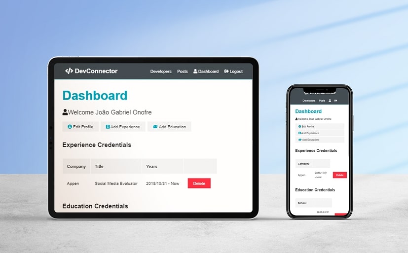 DevConnector - Dashboard